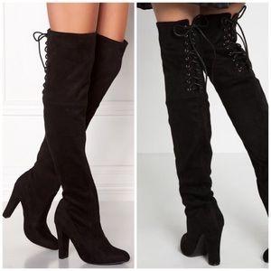 Steve Madden Black Seude Over the Knee Boots